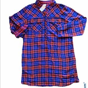 J Crew Flannel Tunic Length Shirt
